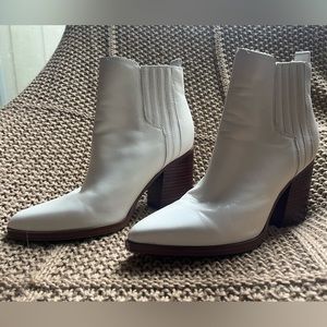 White leather Marc Fisher ankle boots